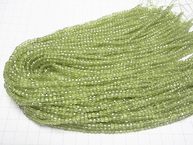 [Video] High Quality! Peridot AA++ Cube Shape 3x3x3mm half or 1strand beads (aprx.15inch/37cm)