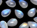 [Video]High Quality Rainbow Moonstone AA++ Pear shape Cabochon 12x8mm 3pcs