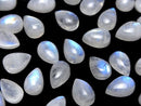 [Video]High Quality Rainbow Moonstone AA++ Pear shape Cabochon 12x8mm 3pcs
