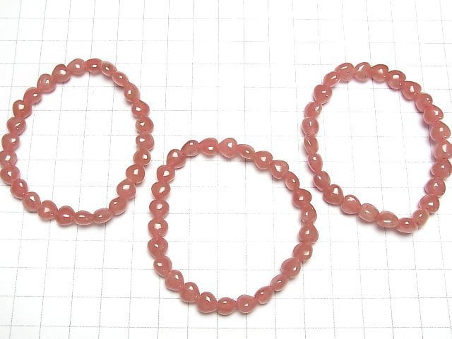 [Video] Peruvian Rhodochrosite AAA Vertical Hole Heart Shape 6mm,7mm Bracelet