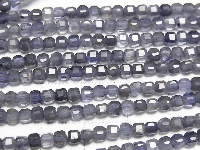 [Video] High Quality! Iolite AA+ Cube Shape 3x3x3mm 1strand beads (aprx.15inch/37cm)