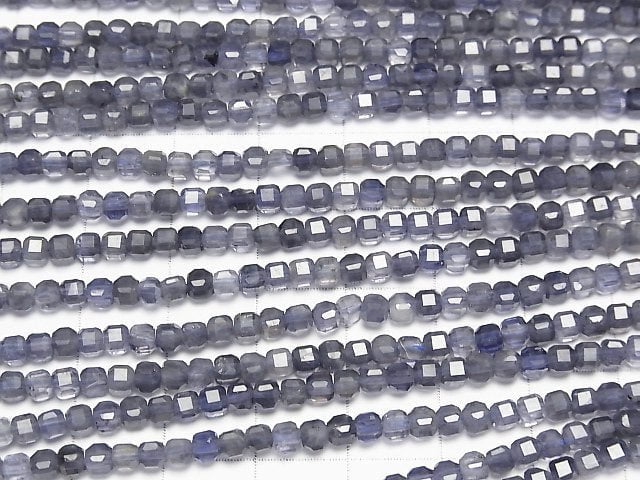 [Video] High Quality! Iolite AA+ Cube Shape 3x3x3mm 1strand beads (aprx.15inch/37cm)