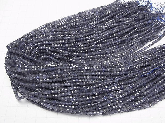 [Video] High Quality! Iolite AA+ Cube Shape 3x3x3mm 1strand beads (aprx.15inch/37cm)