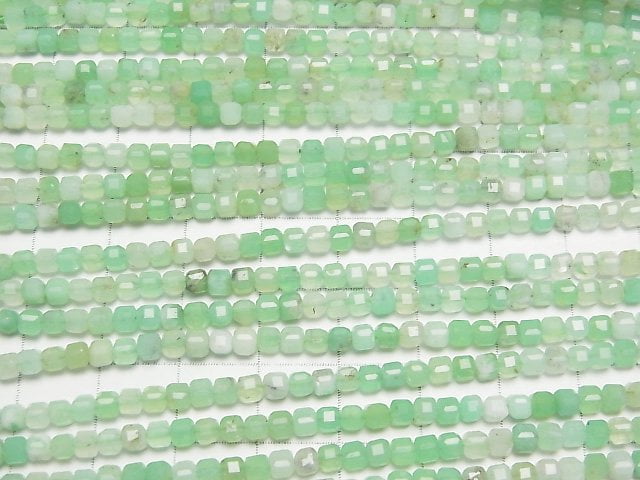 [Video] High Quality! Chrysoprase AA+ Cube Shape 3x3x3mm 1strand beads (aprx.15inch/37cm)