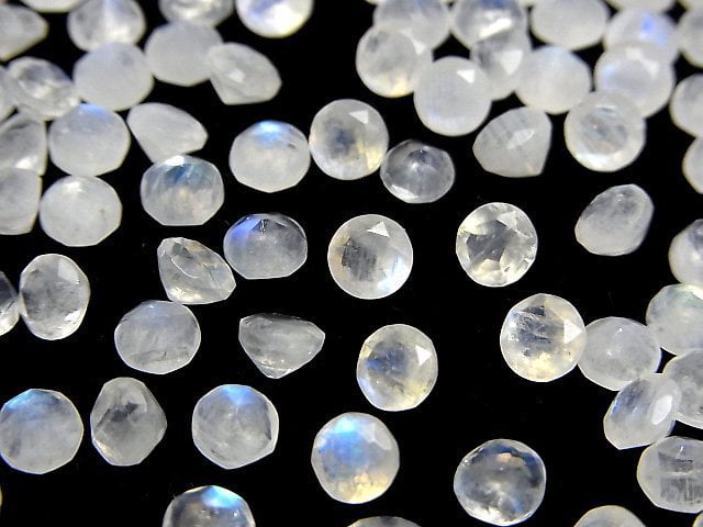 [Video]Rainbow Moonstone AA++ Loose stone Round Faceted 5x5mm 10pcs