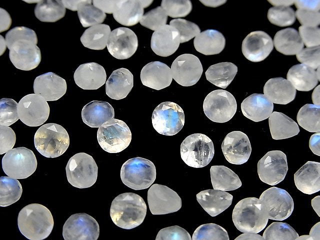 [Video]Rainbow Moonstone AA++ Loose stone Round Faceted 5x5mm 10pcs