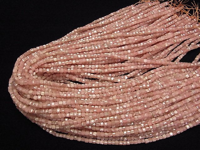 [Video] High Quality! Argentina Rhodochrosite AA+ Cube Shape 3x3x3mm 1strand beads (aprx.15inch/37cm)