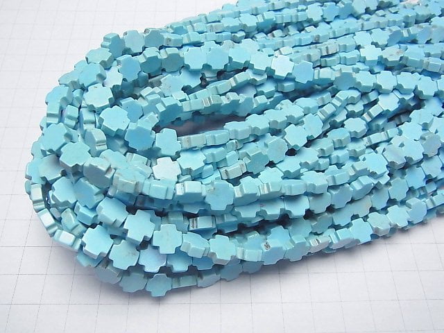 [Video]Magnesite Turquoise Cross 8x8mm 1strand beads (aprx.15inch/37cm)