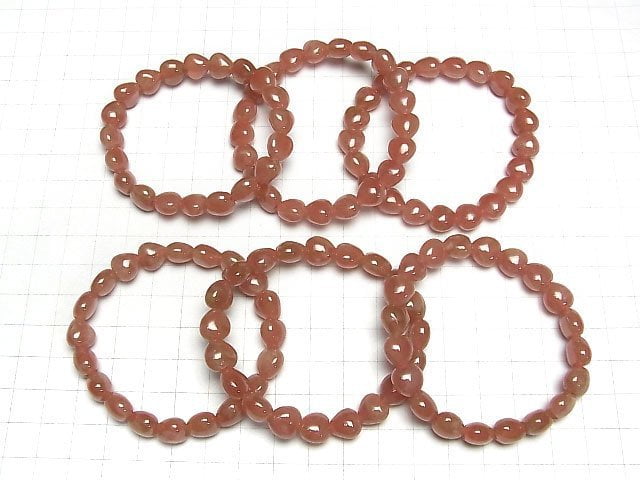 [Video] Peruvian Rhodochrosite AAA Vertical Hole Heart Shape 8mm,9mm Bracelet