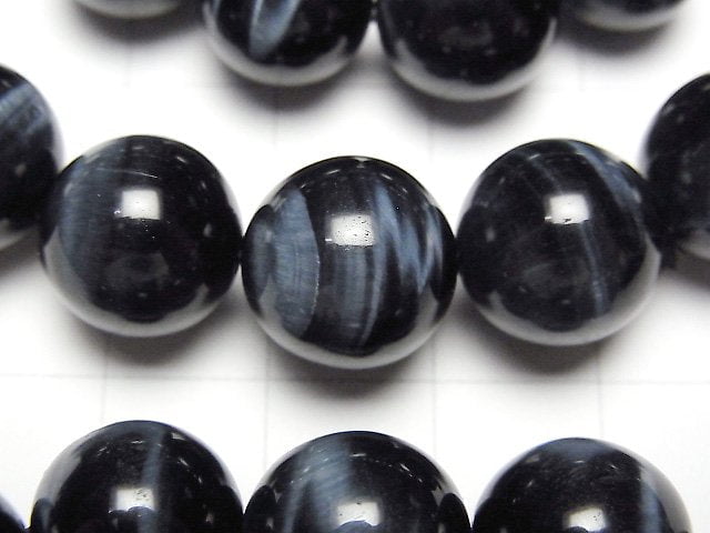 [Video]Top Quality Natural color Blue Tiger's Eye AAA Round 12mm Bracelet