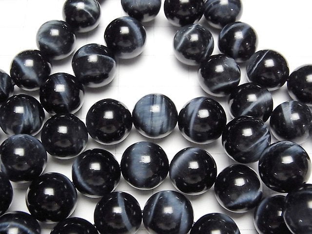 [Video]Top Quality Natural color Blue Tiger's Eye AAA Round 12mm Bracelet