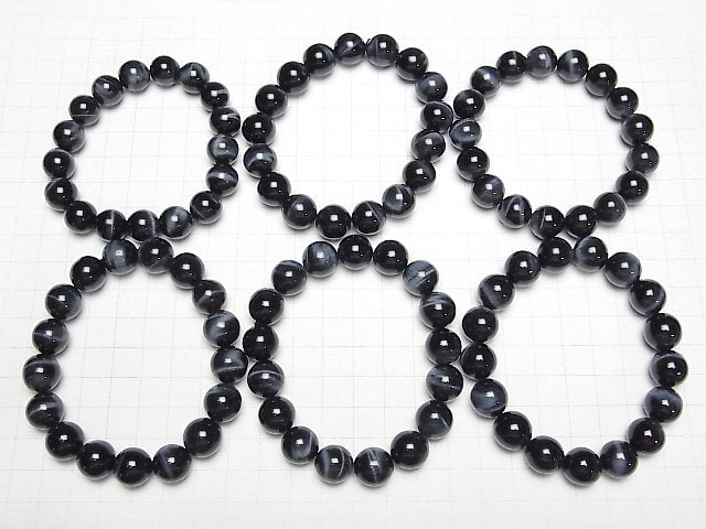 [Video]Top Quality Natural color Blue Tiger's Eye AAA Round 12mm Bracelet