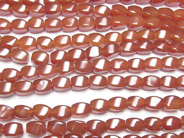 [Video] Red Agate 4Faceted Twist Faceted Rice 11x8x8mm 1strand beads (aprx.15inch/36cm)