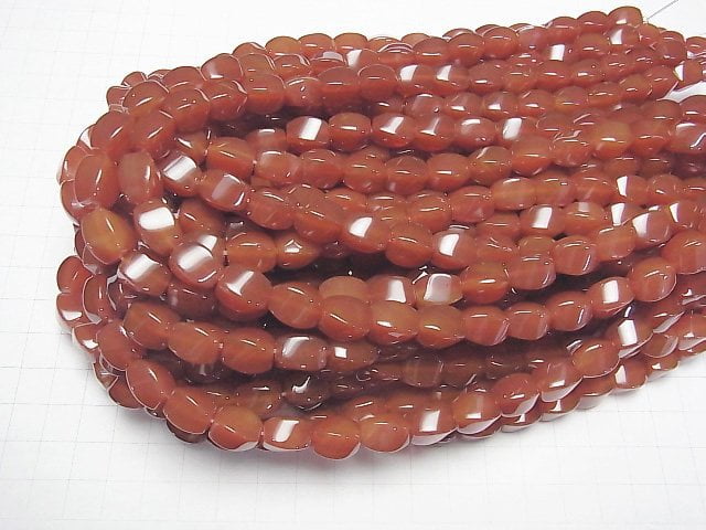 [Video] Red Agate 4Faceted Twist Faceted Rice 11x8x8mm 1strand beads (aprx.15inch/36cm)