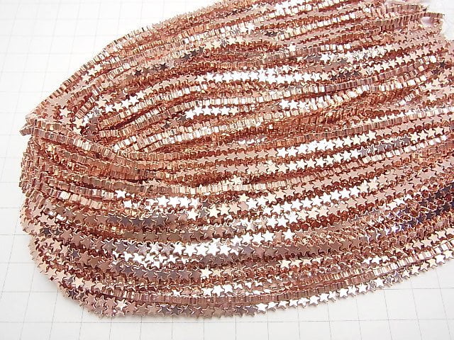 [Video] Hematite Star 4x4mm Pink Gold Coating 1strand beads (aprx.15inch/37cm)