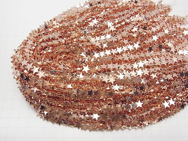 [Video] Hematite Star 8x8mm Pink Gold Coating 1strand beads (aprx.15inch/37cm)