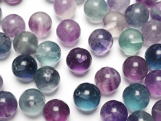 [Video] Multicolor Fluorite AA+ Half Drilled Hole Round 8mm 10pcs