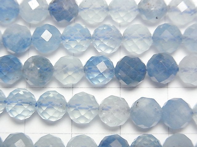 [Video] High Quality! Deep Blue Aquamarine AA++ Faceted Round 6mm half or 1strand beads (aprx.15inch/37cm)