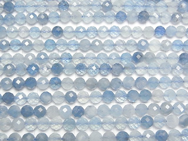 [Video] High Quality! Deep Blue Aquamarine AA++ Faceted Round 6mm half or 1strand beads (aprx.15inch/37cm)