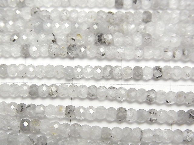 [Video] High Quality! Natural Light Gray Zircon AA Faceted Button Rondelle 3x3x2mm 1strand beads (aprx.15inch/36cm)