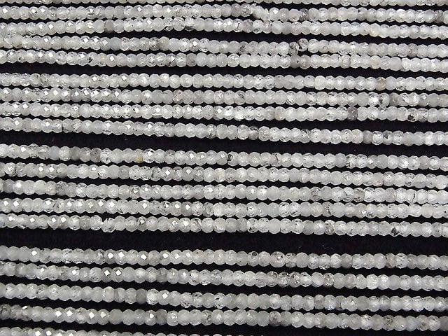 [Video] High Quality! Natural Light Gray Zircon AA Faceted Button Rondelle 3x3x2mm 1strand beads (aprx.15inch/36cm)