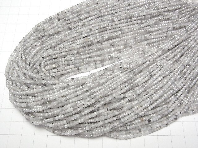[Video] High Quality! Natural Light Gray Zircon AA Faceted Button Rondelle 3x3x2mm 1strand beads (aprx.15inch/36cm)