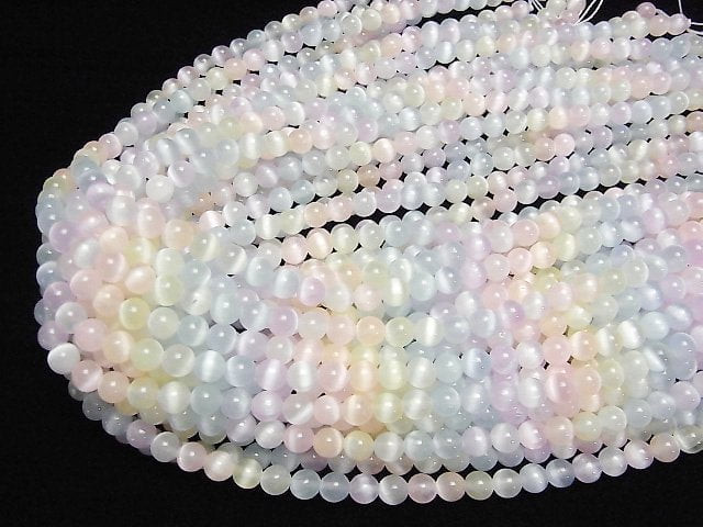 [Video] Selenite (Gypsum) Round 6mm [Multi color] 1strand beads (aprx.15inch/37cm)