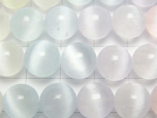 [Video] Selenite (Gypsum) Round 10mm [Multi color] half or 1strand beads (aprx.15inch/37cm)