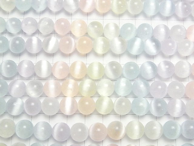 [Video] Selenite (Gypsum) Round 10mm [Multi color] half or 1strand beads (aprx.15inch/37cm)