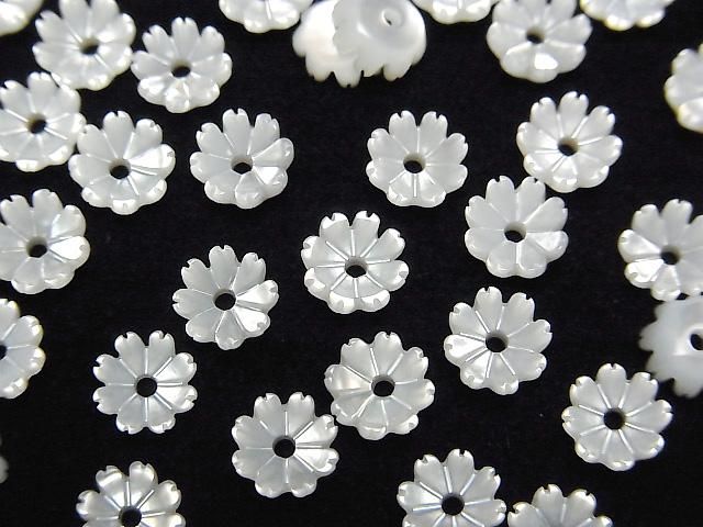 [Video] High-quality White Shell AAA 3D Flower 6mm Center Hole 4pcs