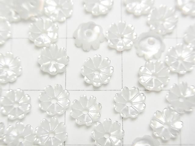 [Video] High-quality White Shell AAA 3D Flower 6mm Center Hole 4pcs