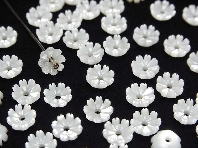 [Video] High-quality White Shell AAA 3D Flower 6mm Center Hole 4pcs
