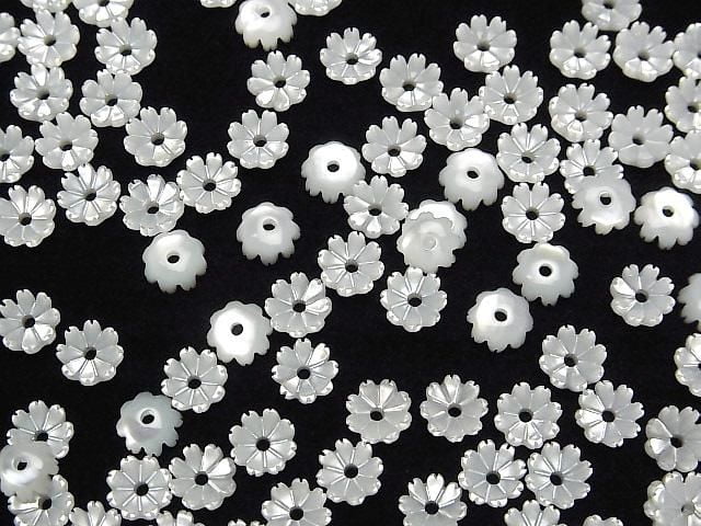 [Video] High-quality White Shell AAA 3D Flower 6mm Center Hole 4pcs