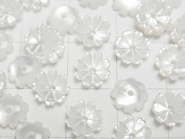 [Video] High Quality White Shell AAA 3D Flower 8mm Center Hole 4pcs