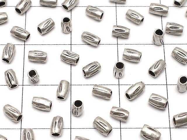 Karen Silver Patterned Roundel 4x2.5x2.5mm 10pcs