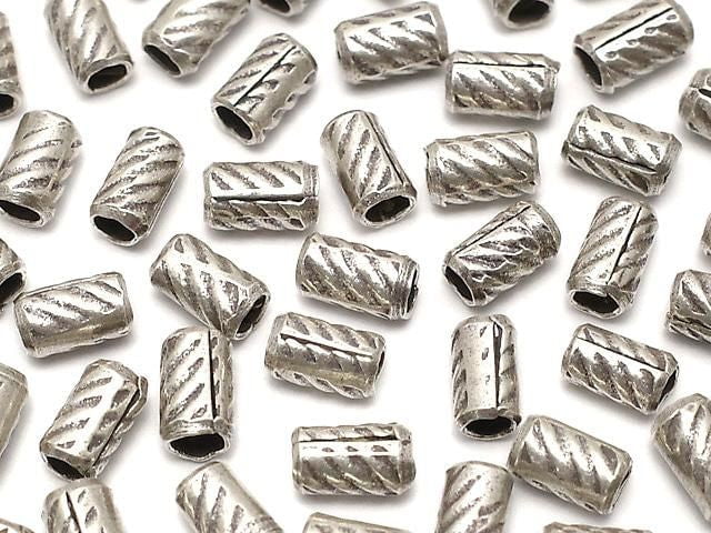 Karen Silver Patterned Rondelle (Tube) 4.5x2.5x2.5mm 10pcs