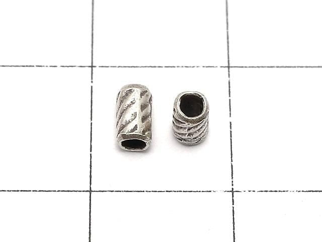 Karen Silver Patterned Rondelle (Tube) 4.5x2.5x2.5mm 10pcs