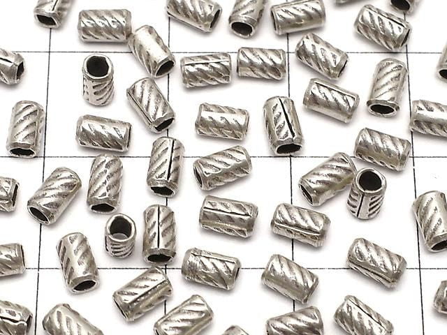 Karen Silver Patterned Rondelle (Tube) 4.5x2.5x2.5mm 10pcs