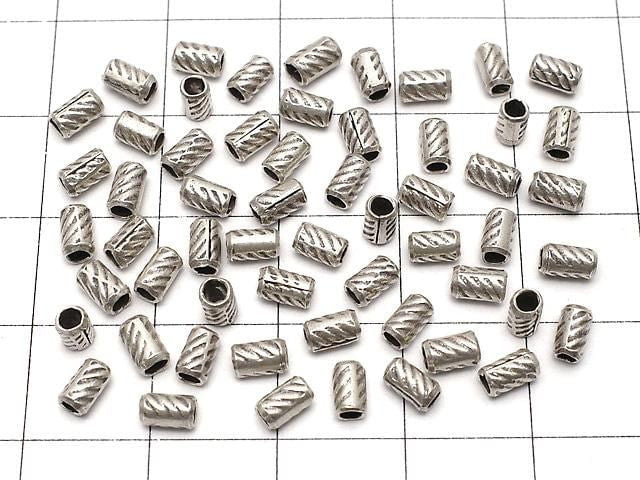 Karen Silver Patterned Rondelle (Tube) 4.5x2.5x2.5mm 10pcs