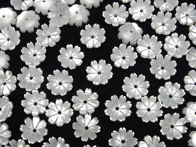 [Video] High Quality White Shell AAA 3D Flower 10mm Center Hole 4pcs