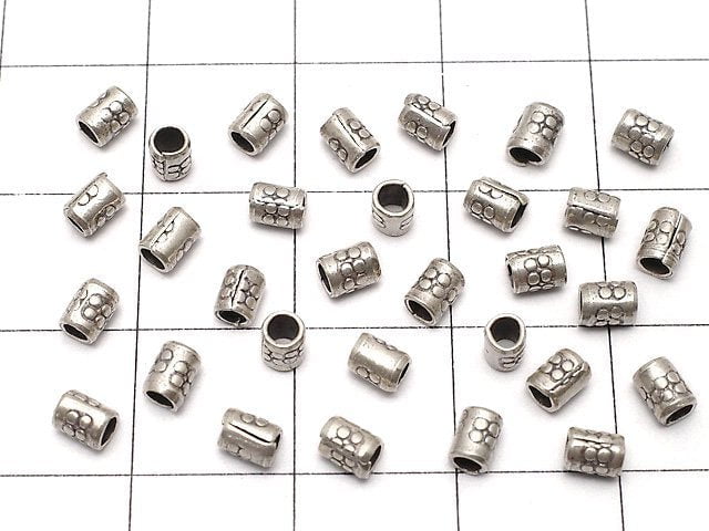 Karen Silver Patterned Roundel 3.5x2.5x2.5mm 10pcs