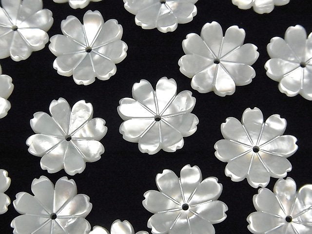 [Video] High Quality White Shell AAA 3D Flower 14mm Center Hole 4pcs