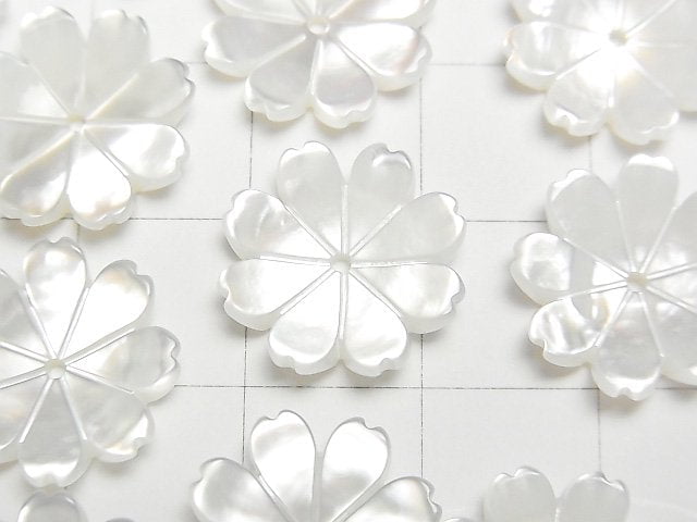 [Video] High Quality White Shell AAA 3D Flower 14mm Center Hole 4pcs