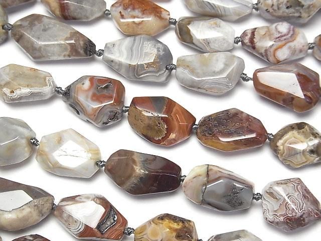Laguna Lace Agate Faceted Nugget (half or 1-strand beads) (approx. 15 inches/36 cm)