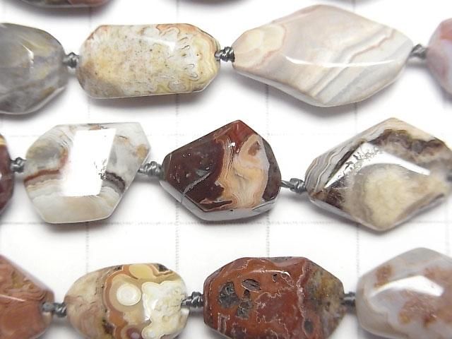 Laguna Lace Agate Faceted Nugget (half or 1-strand beads) (approx. 15 inches/36 cm)