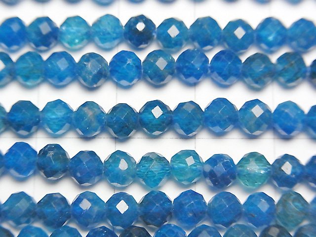 [Video] High Quality! Neon Blue Apatite AA++ Faceted Round 4.5mm 1strand beads (aprx.15inch/36cm)