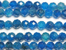 [Video]High Quality! Neon Blue Apatite AA++ Faceted Round 5mm 1strand beads (aprx.15inch/36cm)