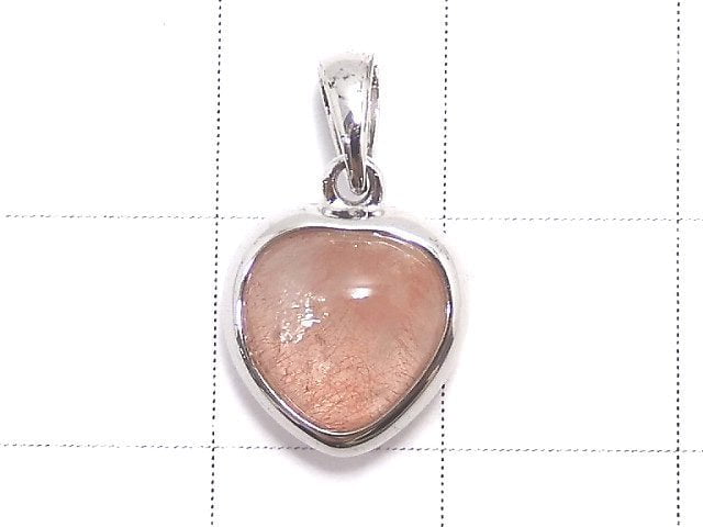 [Video][One of a kind] Natural Strawberry Quartz AAA- Heart Pendant Silver925 NO.1