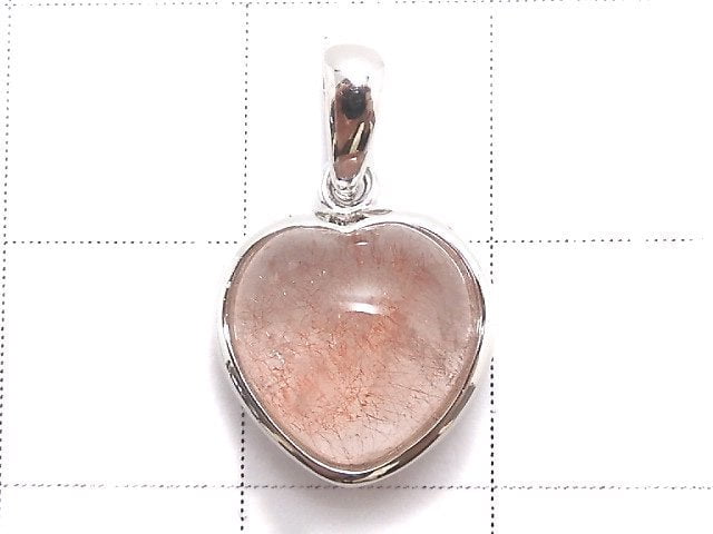 [Video][One of a kind] Natural Strawberry Quartz AAA- Heart Pendant Silver925 NO.4