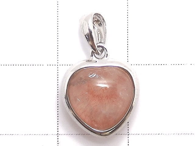 [Video][One of a kind] Natural Strawberry Quartz AAA- Heart Pendant Silver925 NO.6